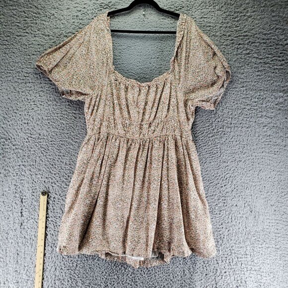 BP Dress Women 3X Multicolor Floral Print Short Sleeve Smocked A-Line Lightweigh - Picture 8 of 9